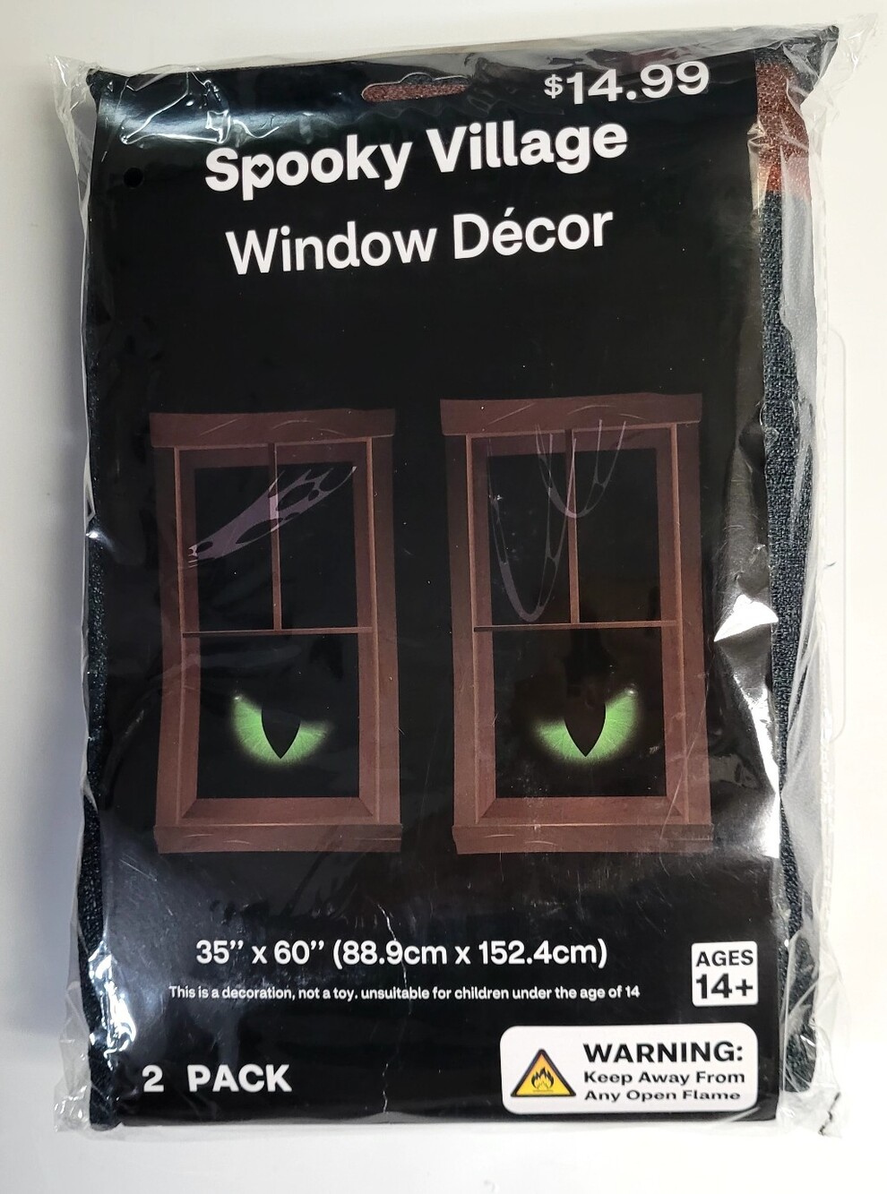 Pack Of TWO! Creepy Fabric Window Decor 35” x 60” Halloween Decoration